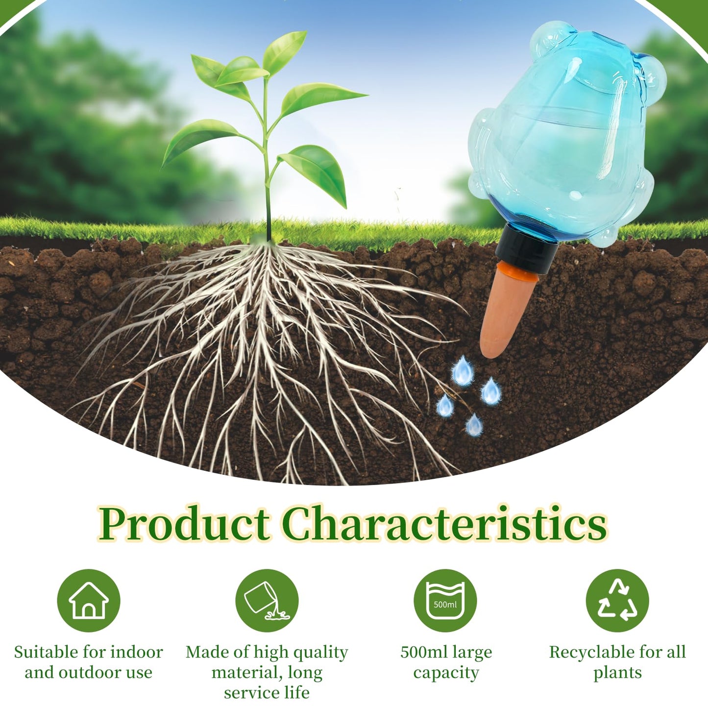 GEWOSI 3 Pack Plant Self Watering Globes Top Fill for Indoor Plastic Water Bulbs Slow Release Terracotta 13oz Self Watering Planter Insert Automatic Drip Irrigation Water Spikes Stakes Devices System