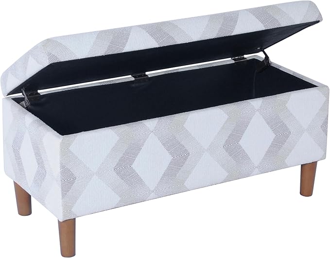 HomePop Malmo Decorative Storage Bench -Natural Woven Geo
