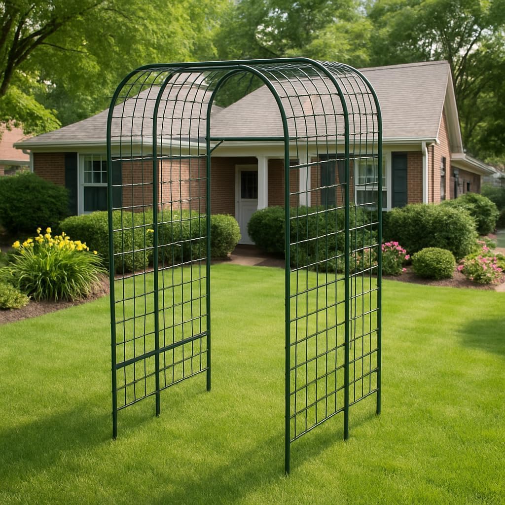 Metal Garden Arch Trellis, 7.3Ft Black for Raised Beds, Plant Support for Cucumbers & Climbing Vegetables