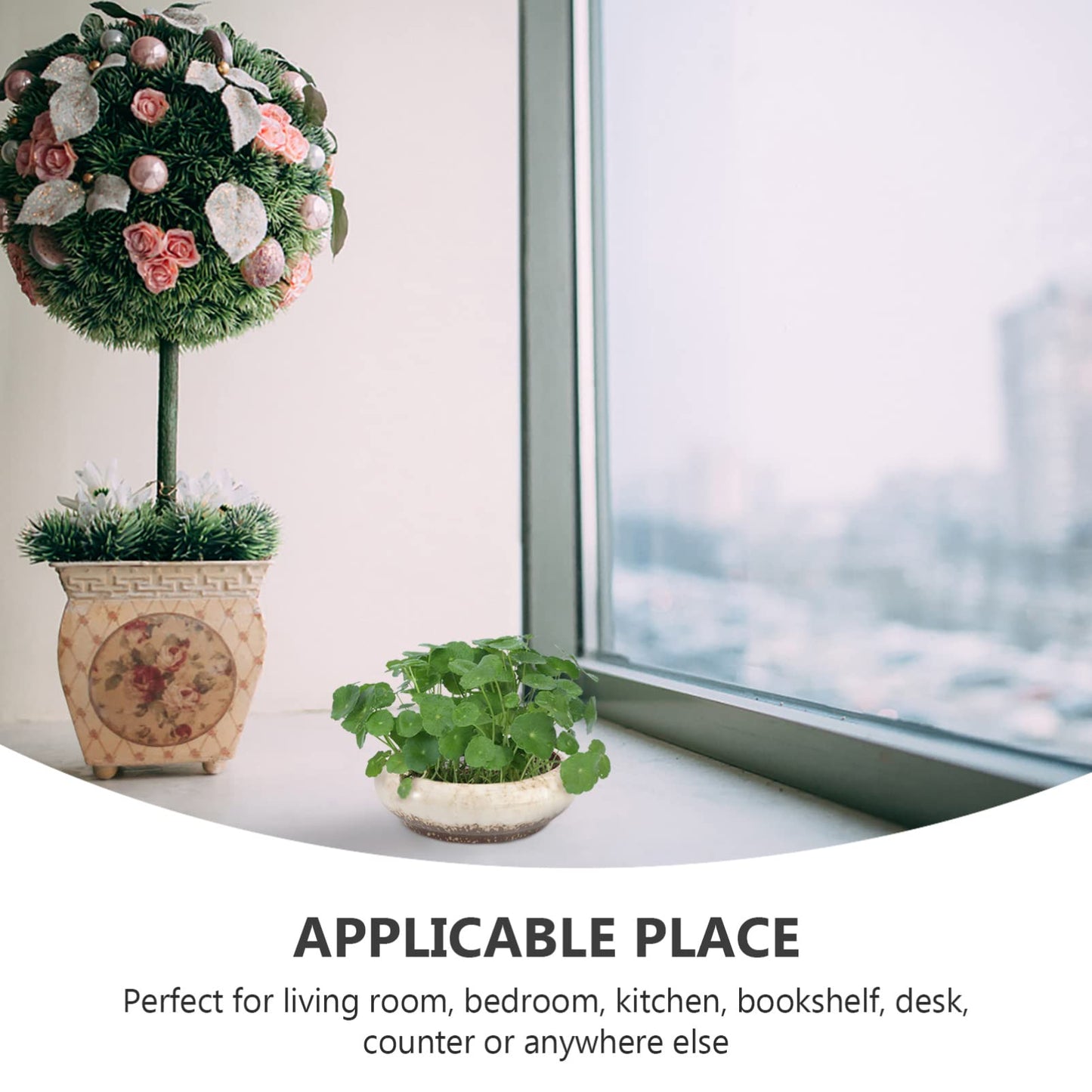 Ceramic Flower Pot 7.3 Inch Hydroponic Planter Bowl for Succulent and Water Plants Creative Gardening Vessel for Home Office Balcony Decoration