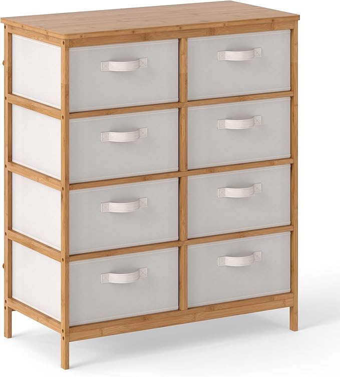 Giantex 8 Drawers Dresser for Bedroom, Bamboo Fabric Storage Tower