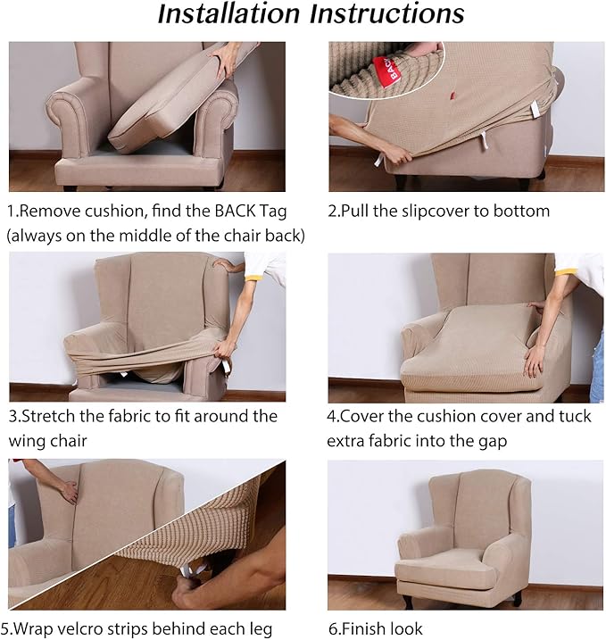 Turquoize Wingback Chair Covers 2 Piece Wing Chair Slipcover Stretch Slipcovers