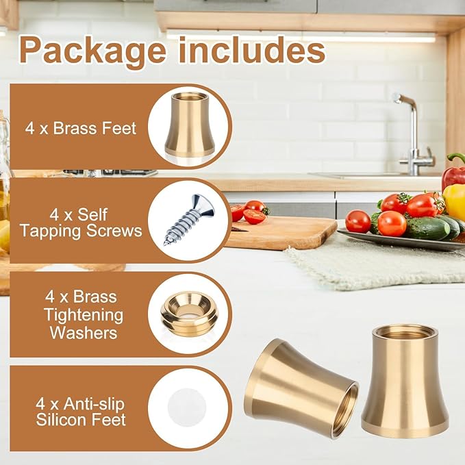 Brass Cutting Board Feet，Chopping Board Feet Set