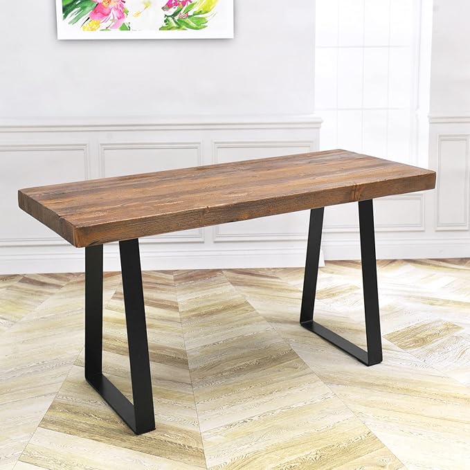 Home Soft Things Natural Old Pine Wood Rectangle Entryway Bench, Sturdy Hand