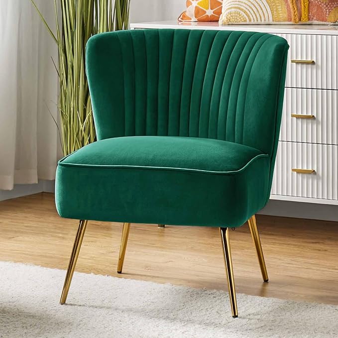 HULALA Home Velvet Accent Chair, Modern Upholstered Cute Side Chair