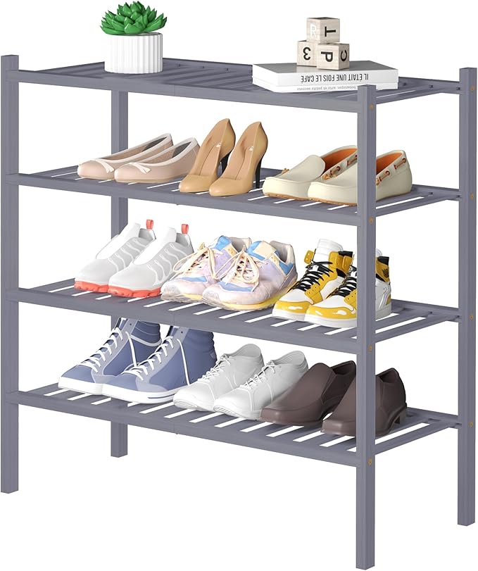 ROMGUAR CRAFT 4 Tier Bamboo Shoe Rack