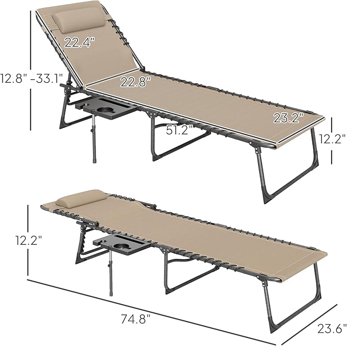 Outsunny Folding Chaise Lounge Chair Outdoor Tanning Chair