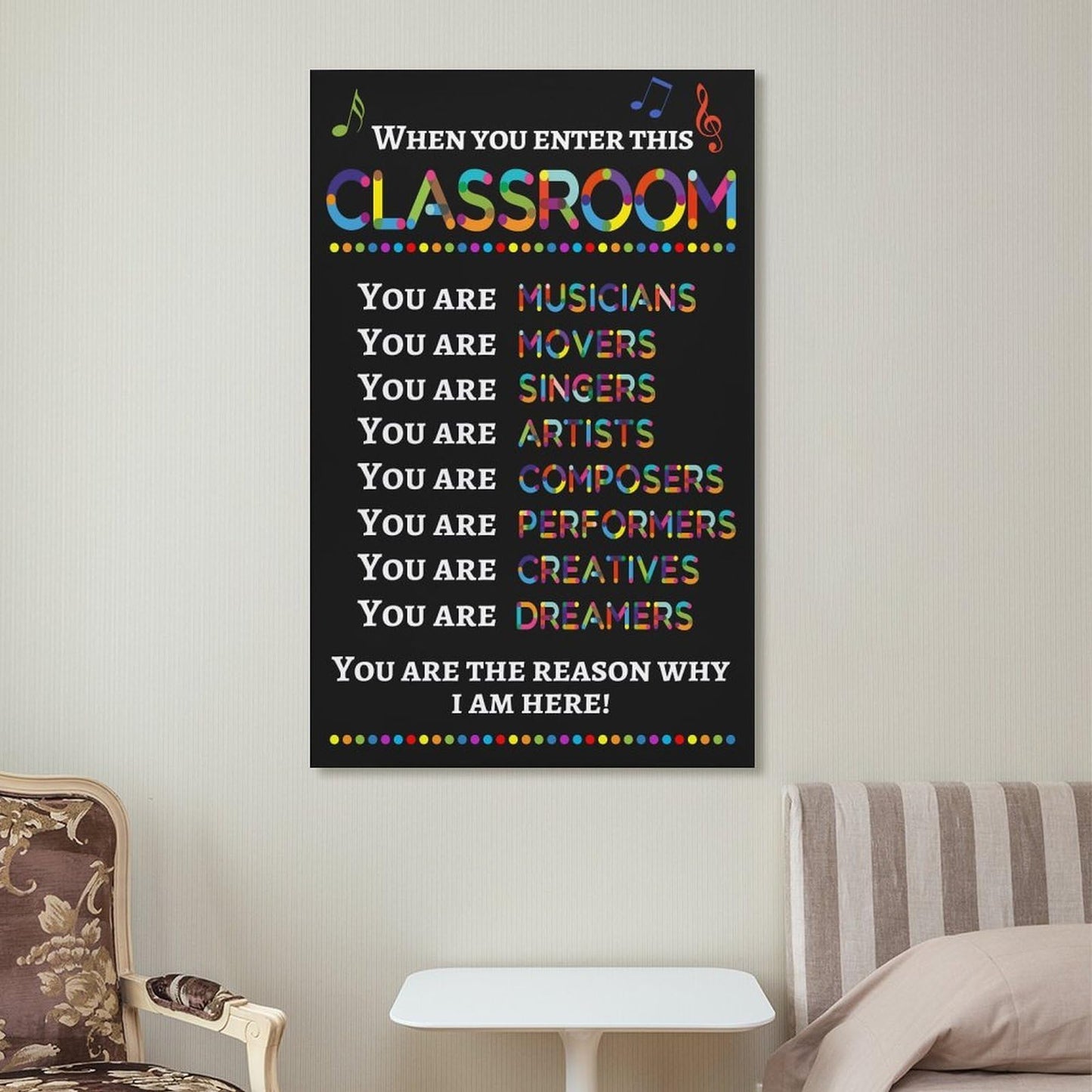 LINWDSB Teacher Wall Art Decor Poster Signs,Music Room, When You Enter This Classroom You Are Musicians Unframed, Music Classroom Supplies Unframe style-9 16x24inch(40x60cm)