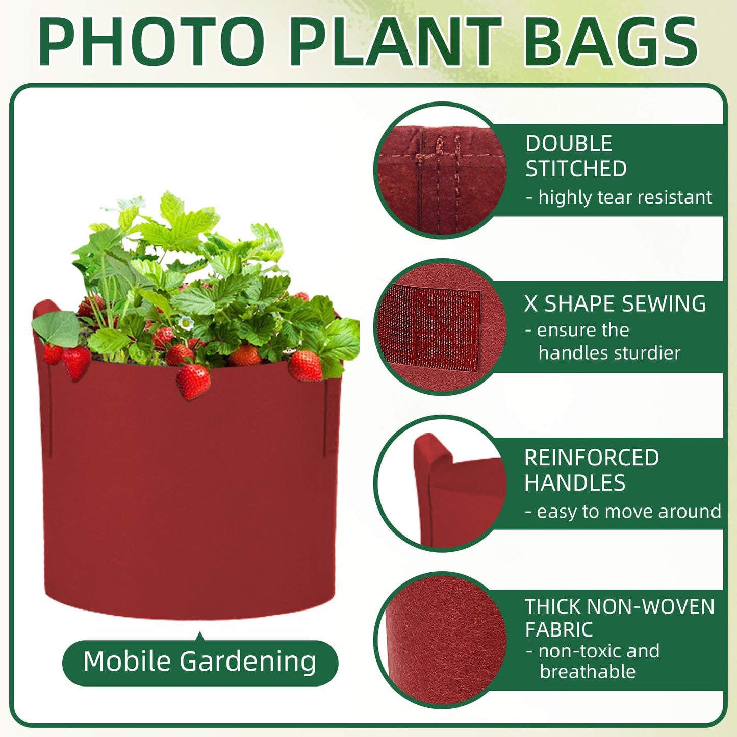 AiVeUao 12 Pack 7 Gallon Multicolor Grow Bags, Potato Planting Bag, Colorful Plant Grow Bags with Handles, Garden Planter Pots for Potatoes, Carrots, Tomatoes with Plant Labels, Mixed Color