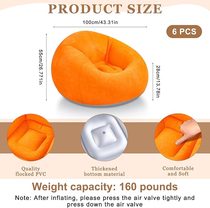 Realspring 6 9 12 Pcs Inflatable Bean Bag Chairs