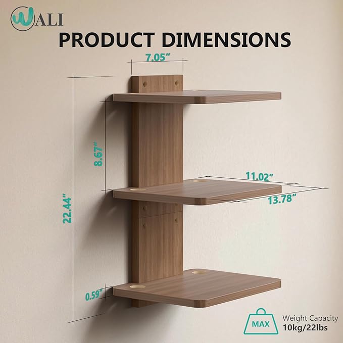 WALI Floating TV Shelf, 3 Tier Projector Shelf