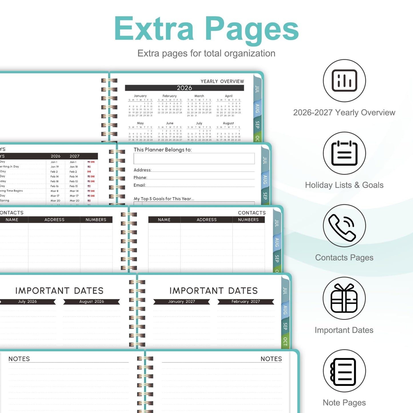 Planner 2026-2027, Weekly and Monthly Academic Planner, July 2026 - June 2027, Hardcover Calendar Agenda Book for School Year Planning, School Supplies for Teacher and Student, Letter Size(8.5'' x 11'')