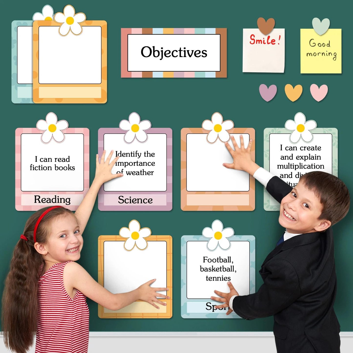 Trandraft 16 Pcs Magnetic Write Wipe Organization Chart Classroom Dry Erase Labels Learning Objectives Board for Whiteboard Goals Targets Classroom Teaching Supplies(Boho)