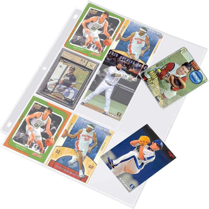 1800 Pockets Trading Card Sleeves, Premium 9-Pocket 100 Pages, Double-Sided Baseball Binder Sleeves, Protectors Binder Sheets for TCG Card Storage - Fits 3 Ring Binder (100 Sheets)