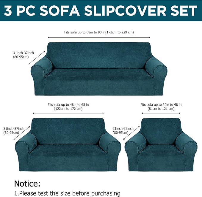Peryiter 3 Pcs Couch and Loveseat Covers Set Sofa Cover