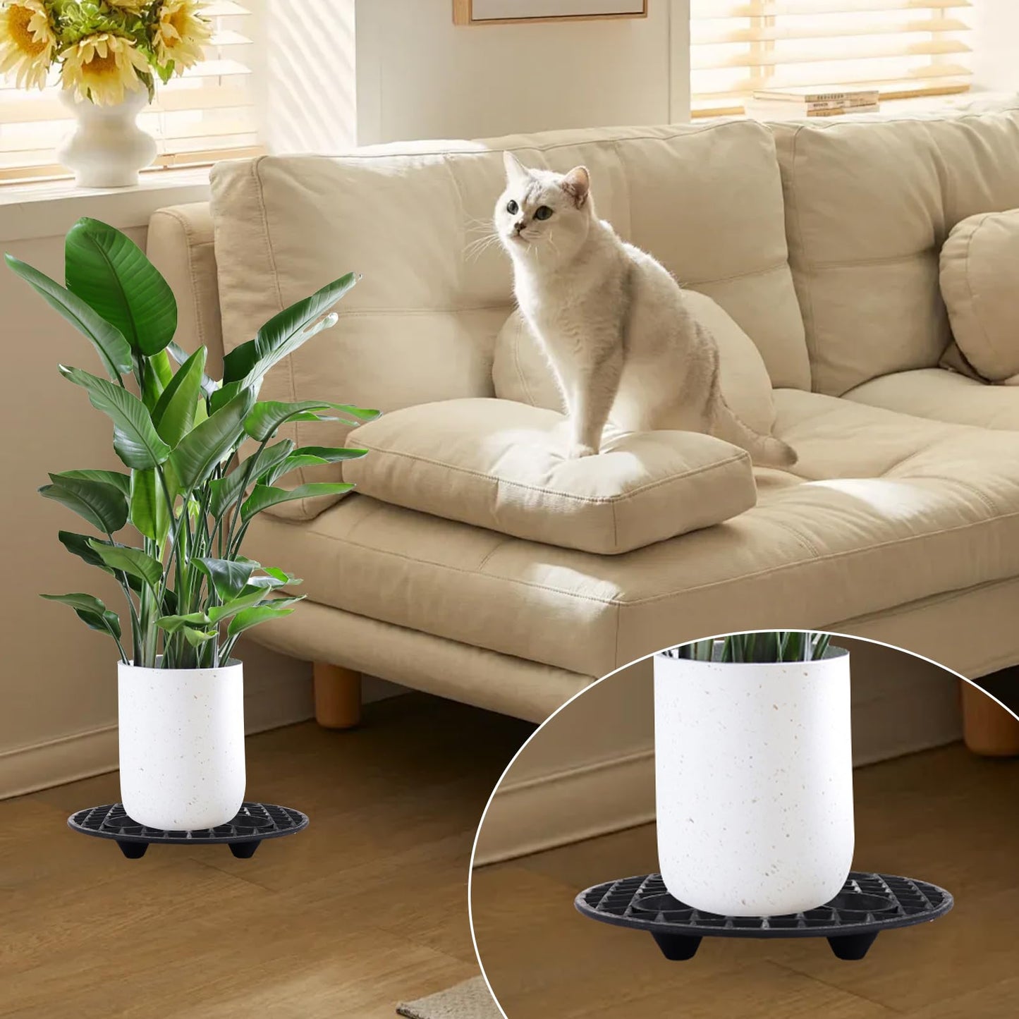 HNBun 18 PCS Plant Level Pot Elevator, 20 cm / 8 Inch Plant Riser Holder Plastic Floor Protector Plant Trivet, Plant Stand Indoor Outdoor for Prevent Rot and Damage on Patio & Deck