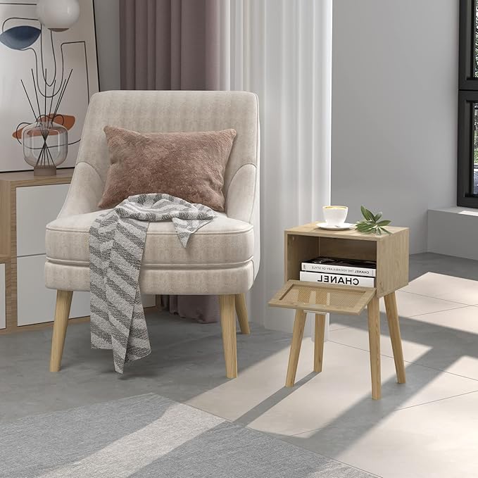 LAATOOREE Nightstand Set of 2, Small Bedside Table, Boho Side End Table