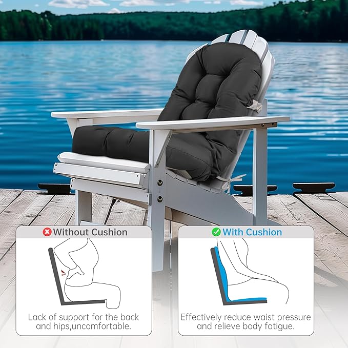 Adirondack Chair Cushion Waterproof Rocking Chair Cushion, Tufted High Back