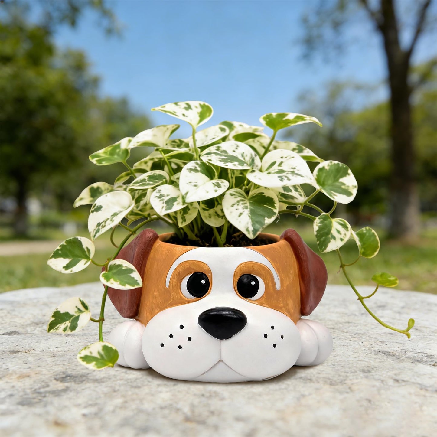 YOUOIVIA Cute Dog Planters for Indoor Outdoor Plants - Resin Animal Plant Pots for Home Office Decor - Funny Window Garden Flower Pot with Drainage Hole - Unique Succulent Pots Gift for Plant Lovers
