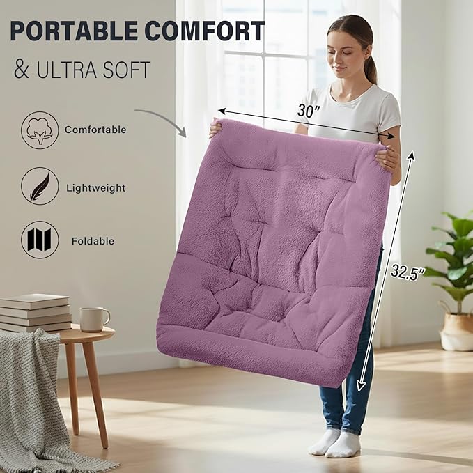 Tiita Comfy Folded Chair, Soft Faux Fur Oversized Folding Accent Chair