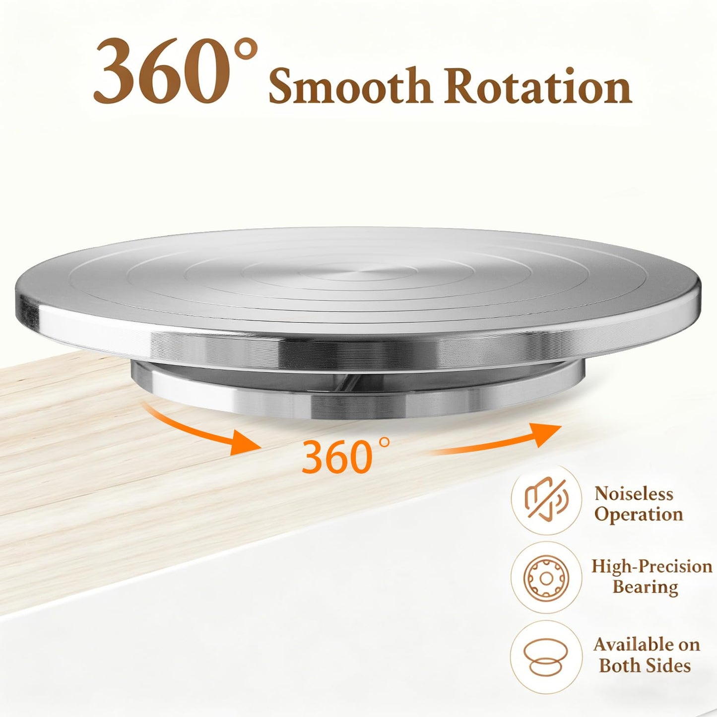 Qiaoxingai 12 Inch Heavy Duty Lazy Susan Turntable, 360° Smooth Rotating Dual Surface Metal Turntable for Kitchen Counter,Cake Decorating, Craft, Display – Aluminum Alloy Spinning Tray