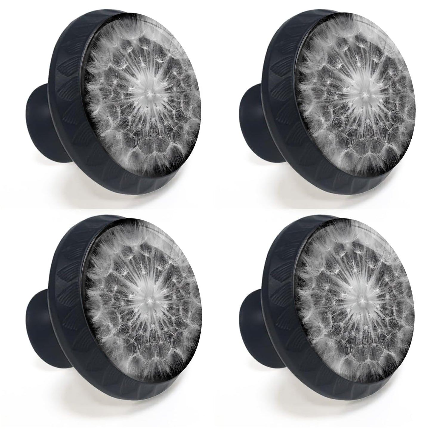 Artinhand 4 Pack White Dandelion Cabinet Knobs for Kitchen Bathroom