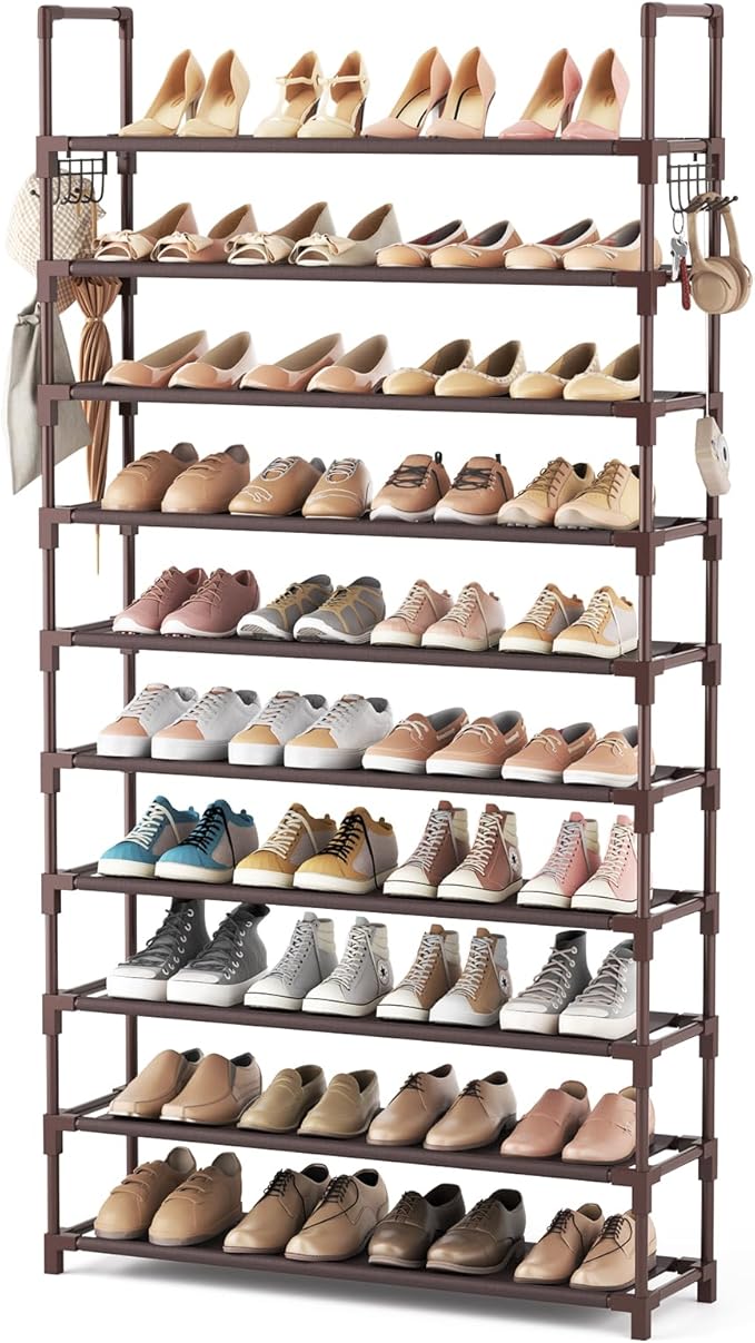 VTRIN 10 Tiers Shoe Rack Tall Large Capacity Wide Shoe Organizer Sturdy Shoe