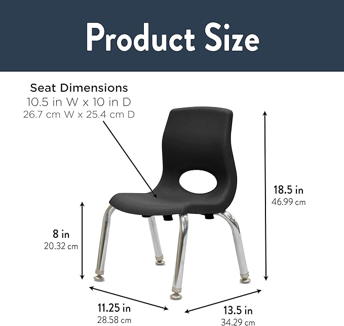 Children’s Factory MyPosture Plus 8" Chair, 2 Pack, Stackable Ergonomic Seating
