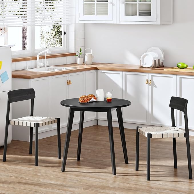 HOOBRO Bamboo Dining Table, Round Dining Table