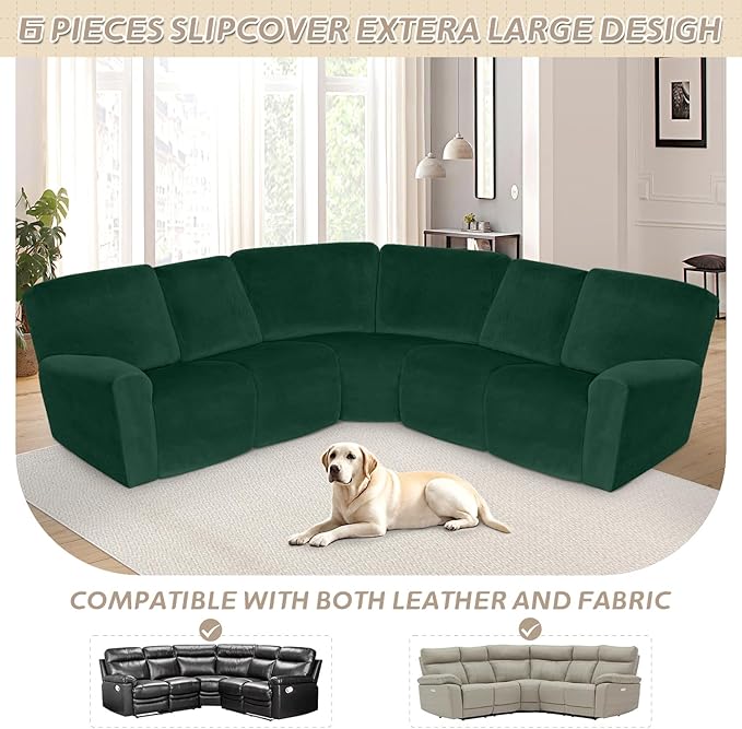 Arfntevss Sectional Recliner Couch Covers Velvet Corner Sectional Sofa Cover