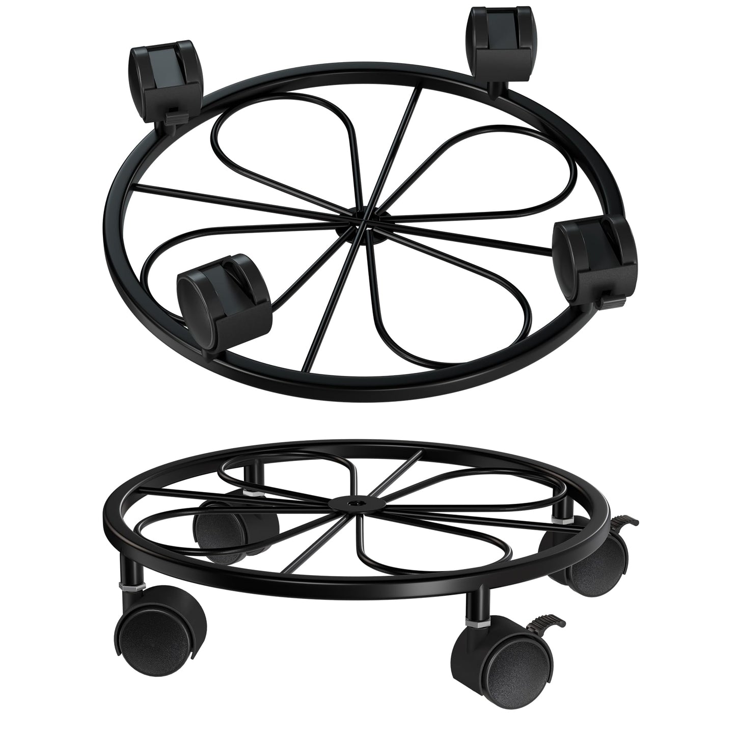 Chinpakden 2 Pack Rolling Plant Stands with Wheels - 10.24" Plant Caddy, 360 °Rotatable and Lockable Plant Rollers, 80LB Weight Capacity, Plant Tray with Casters for Indoor Outdoor Wine Cellar.