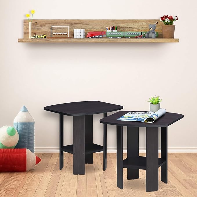 Furinno Simple Design Side Table Set of 2, 2-Tier Modern End Table