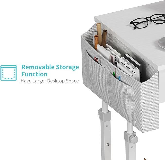 White Portable Rolling Computer Desk