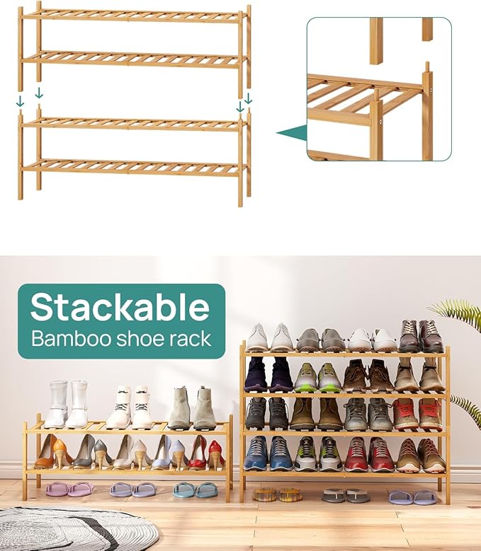 viewcare 2-Tier Long Shoe Rack for Entryway, Long 33IN | Beautiful | Functional