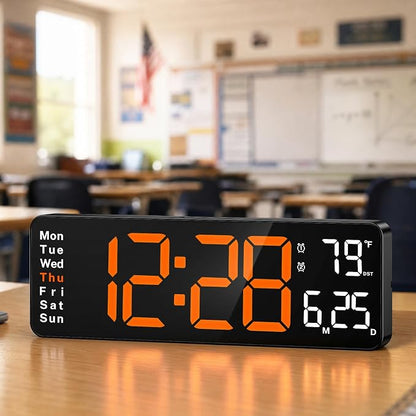 Digital Clock Large Display, 13" Large Wall Clock for Classroom | Big Led Wall Clocks with Remote Control,Date,Week,Alarm,Temp & DST for Bedroom,Living Room,Gym,Office