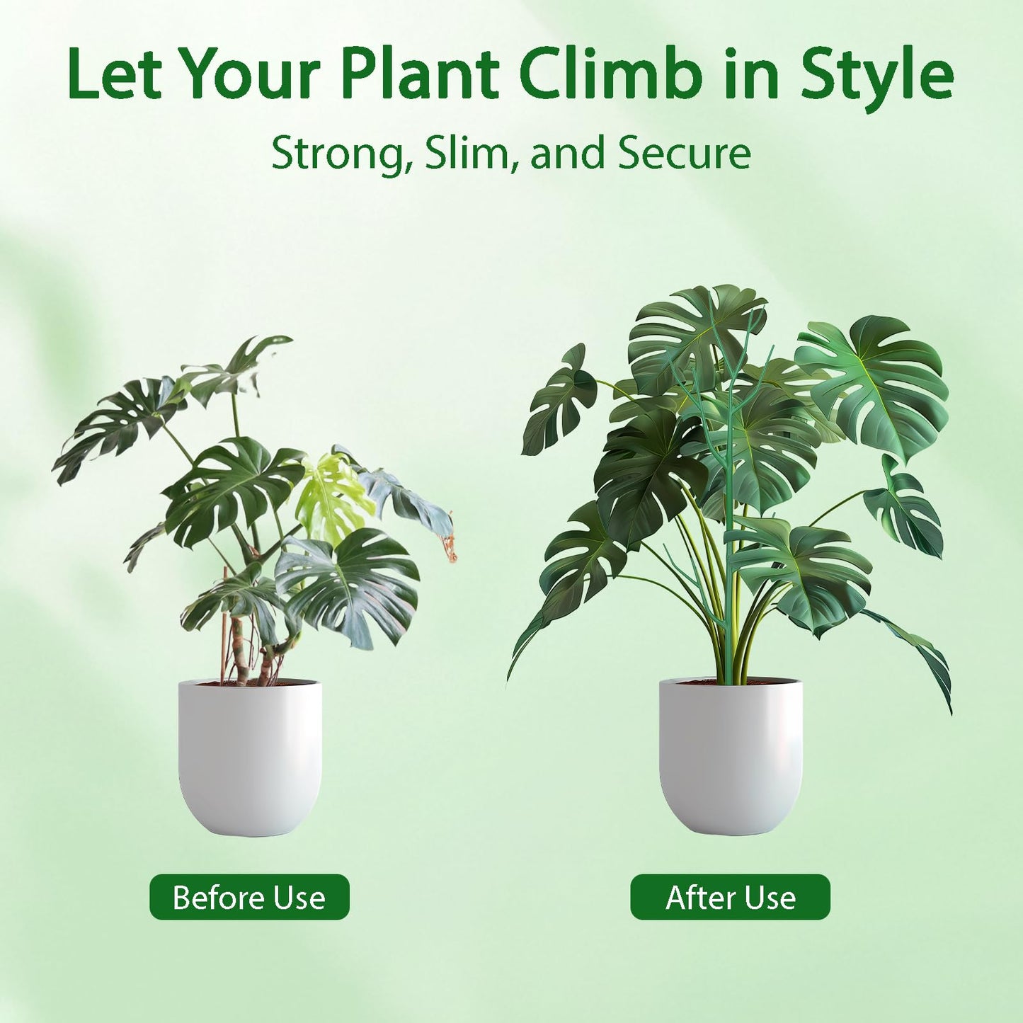 Obralitic 10 Pack Stackable Plant Supports Stakes, Sturdy Garden Trellis for Climbing & Vining Plants, Monstera, Pothos & Philodendron - Reusable Plant Stakes for Indoor & Outdoor Potted Plants
