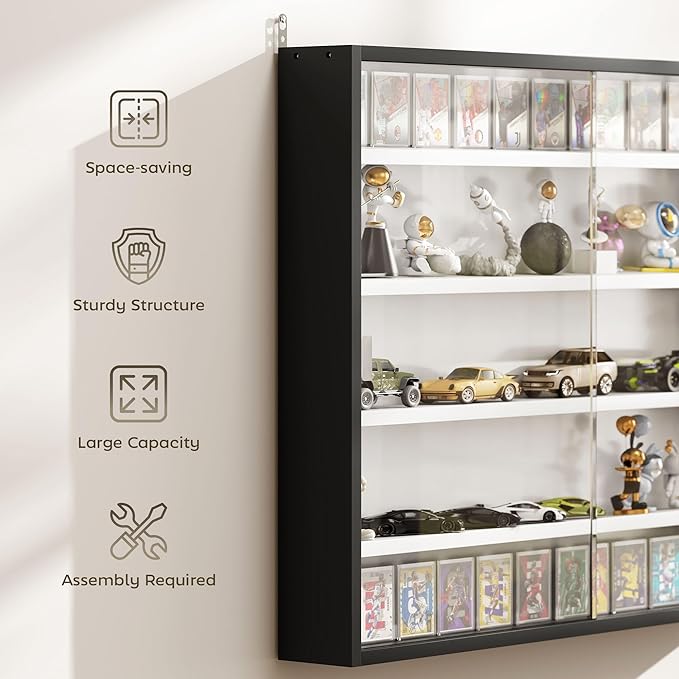 HOMCOM 5-Tier Display Cabinet, Glass Door Cabinet