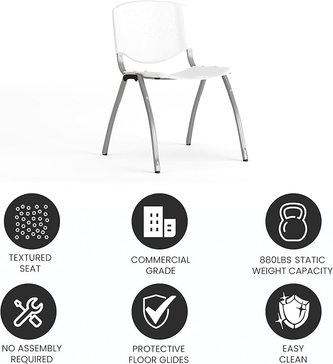 Flash Furniture HERCULES Series 880 lb. Capacity White Plastic Stack Chair