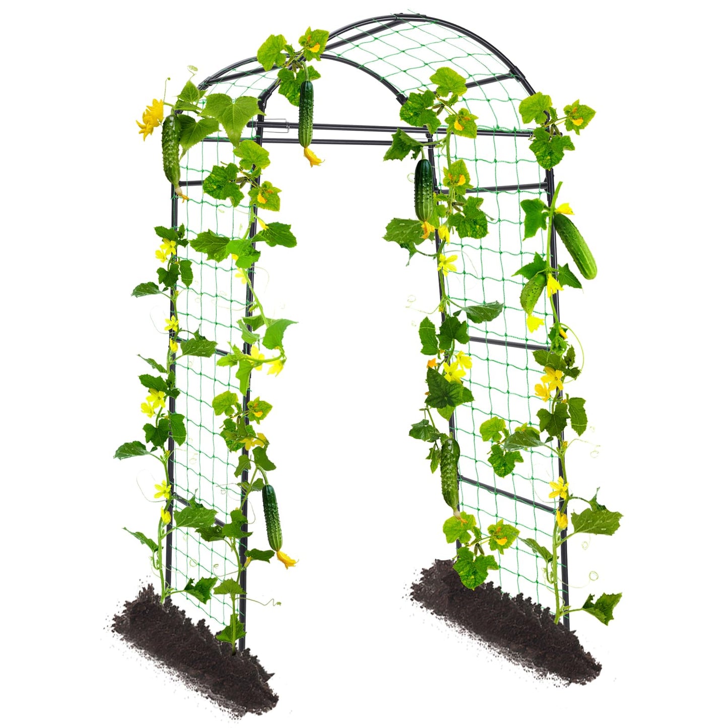 Yotoworth Garden Arch Cucumber Trellis for Climbing Plants Outdoor, 6.7ft Tall Archway Arbor Plant Support Grape Vine Tomato Pea Bean Trellis for Raised Bed Backyard, Black