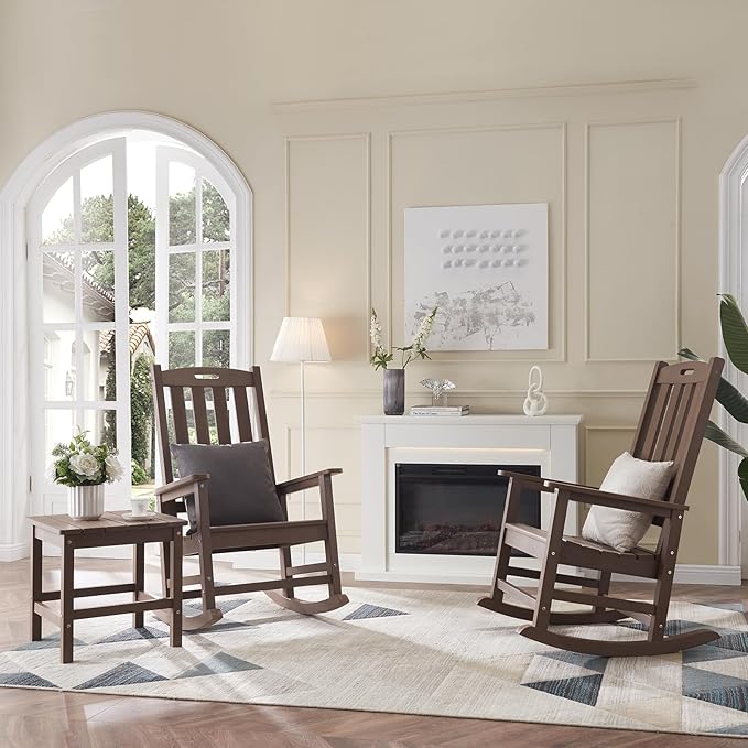 Psilvam Oversized Outdoor Rocking Chair Set of 2, Porch Rocker