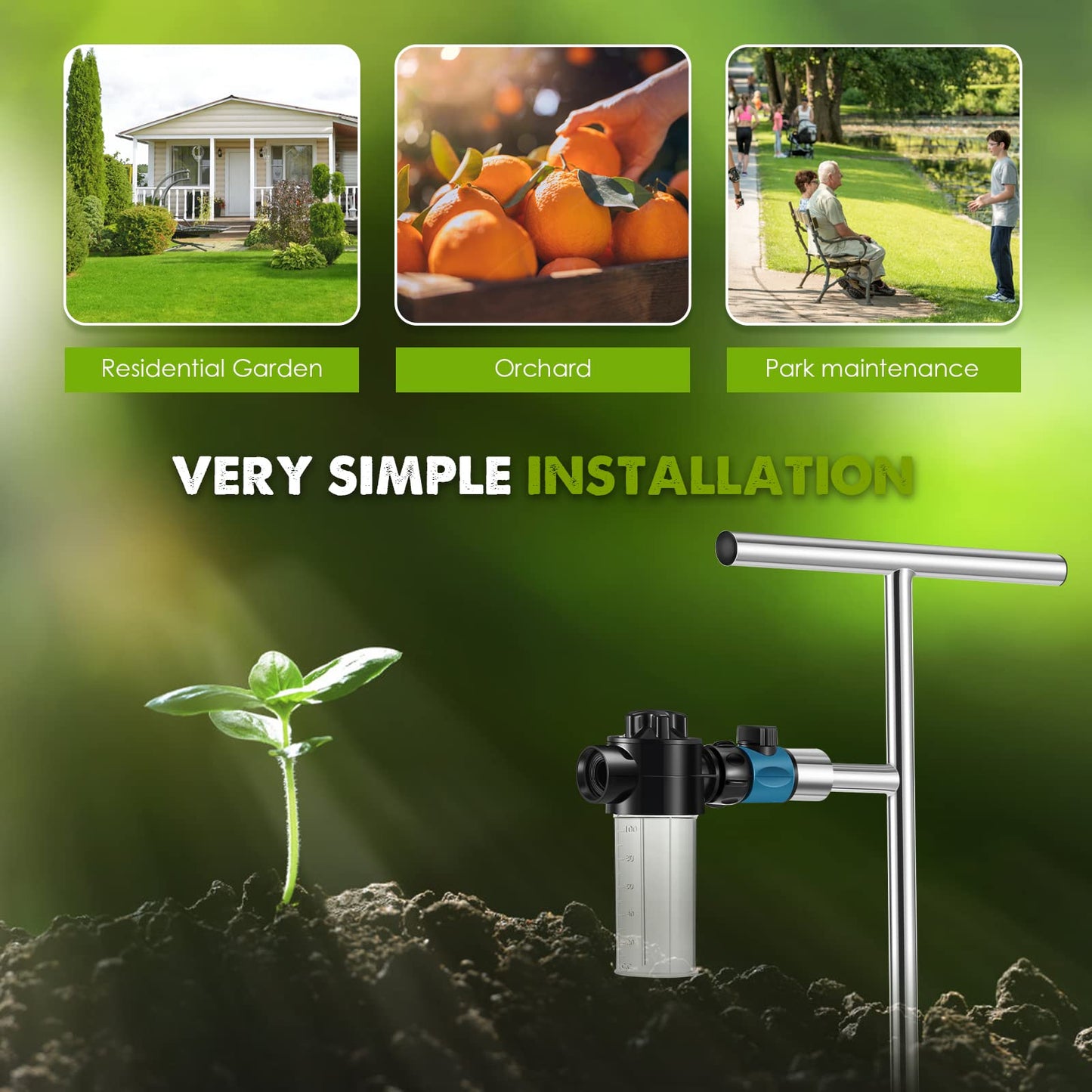 NEWTRY Deep Root Watering Tool, Root Feeder Waterer Irrigator Stainless Steel Tree Watering Spike with Fertilizer Bottle for Plants Trees Shrubs Bushes