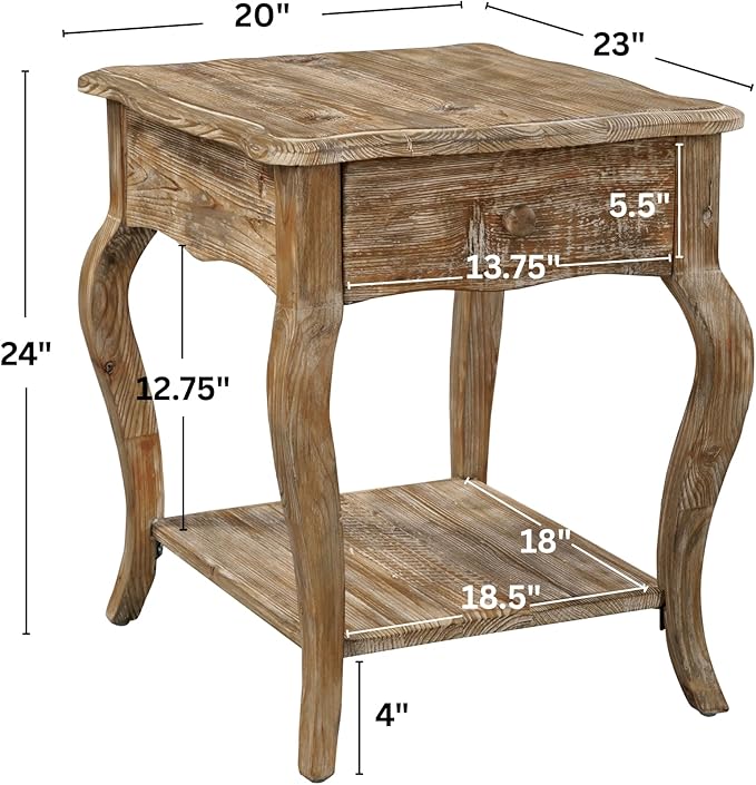 Austerity Rustic Solid Wood End Table