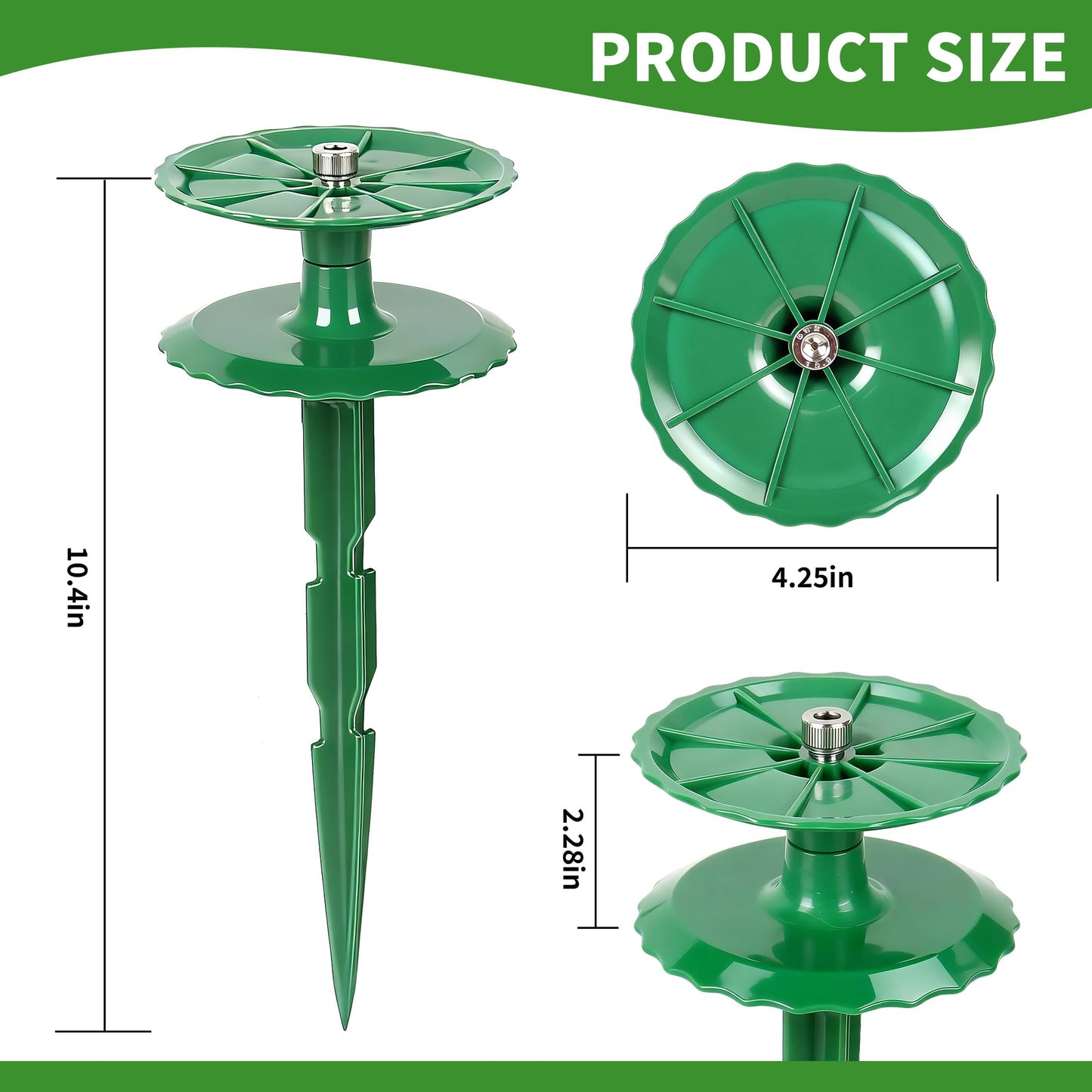 6 Pack 10 Inch Garden Hose Guide Stakes, Upgraded Reinforced Disc, Rotatable Double-Disk Sun Protection Heavy-Duty Plastic Stake, Hose Guard for Yard, Lawn & Flower Bed Landscaping(Green 6Pcs)