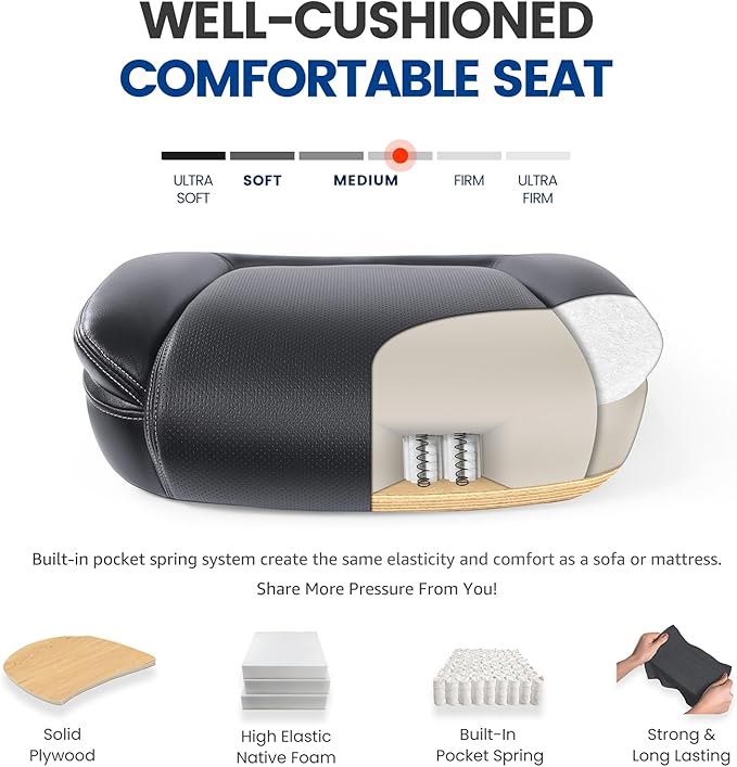 Ergonomic Heavy Duty Mid-Back Padded Bonded Leather Padded