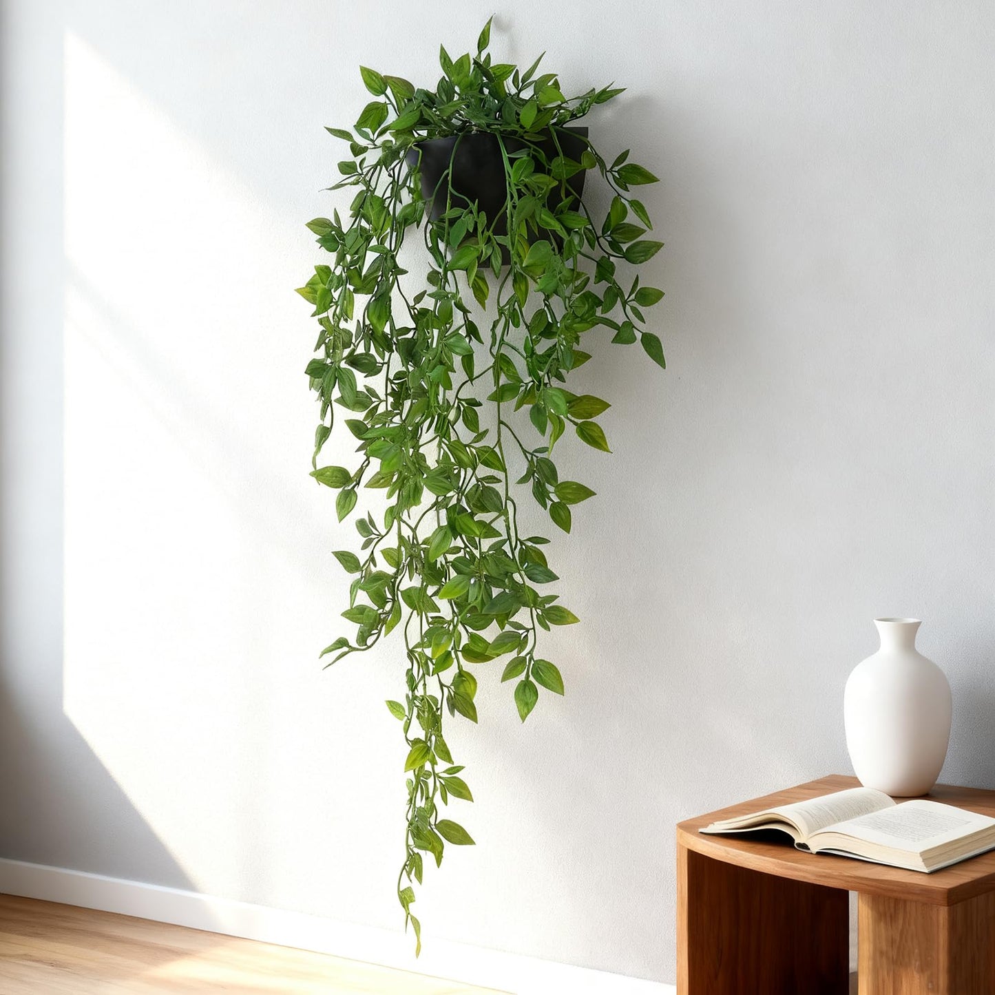 Decor unlimited Artificial Hanging Plants 2 Pack, Fake Mandala Vine Greenery with Wall Planter for Office Living Room Bathroom Indoor Décor