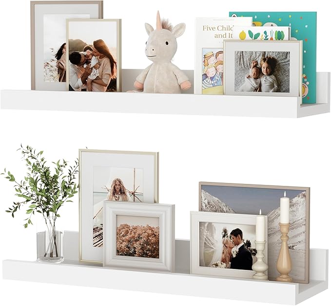Floating Shelves for Wall, 16 inch Wood Floating Shelves Set of 2, Picture