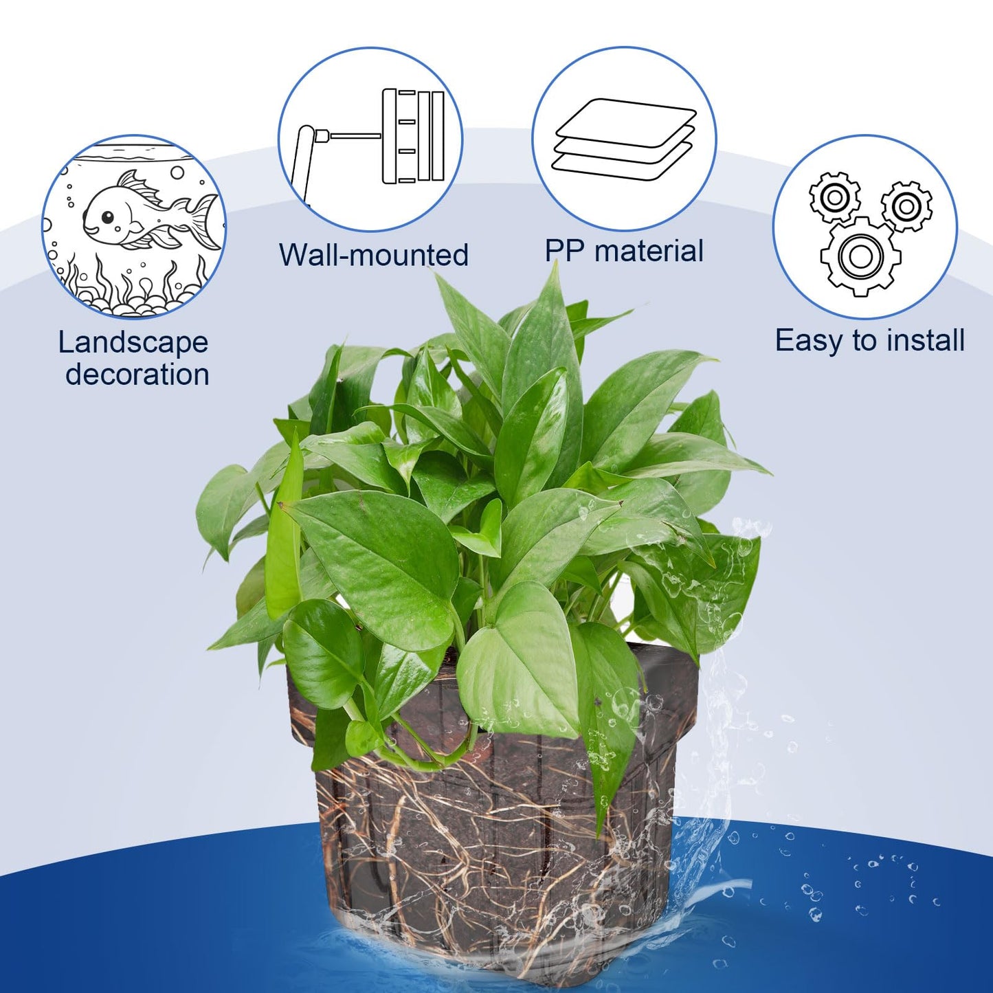 Gosknor 4pcs Aquarium Plant Holders, Transparent Plastic Fish Tank Plant Pots Hanging Aquarium Planter Aquarium Plant Basket Aquatic Plant Cup for Aquarium Fish Tank Hydroponic Plants