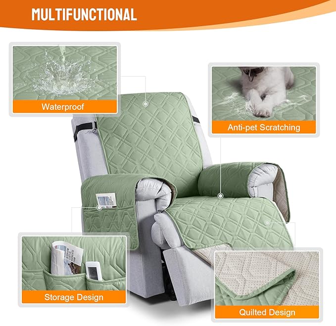 VANSOFY 100% Waterproof Recliner Chair Covers, Recliner Cover Non-Slip Dog