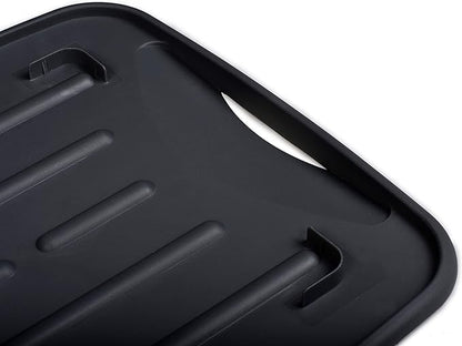 Masirs Pop-Up Collapsible Dish Drying Rack: Convenient Storage, Drains into Sink, Eight Large Plate Capacity, Sectional Cutlery and Utensil Compartment. Compact and Portable Design.