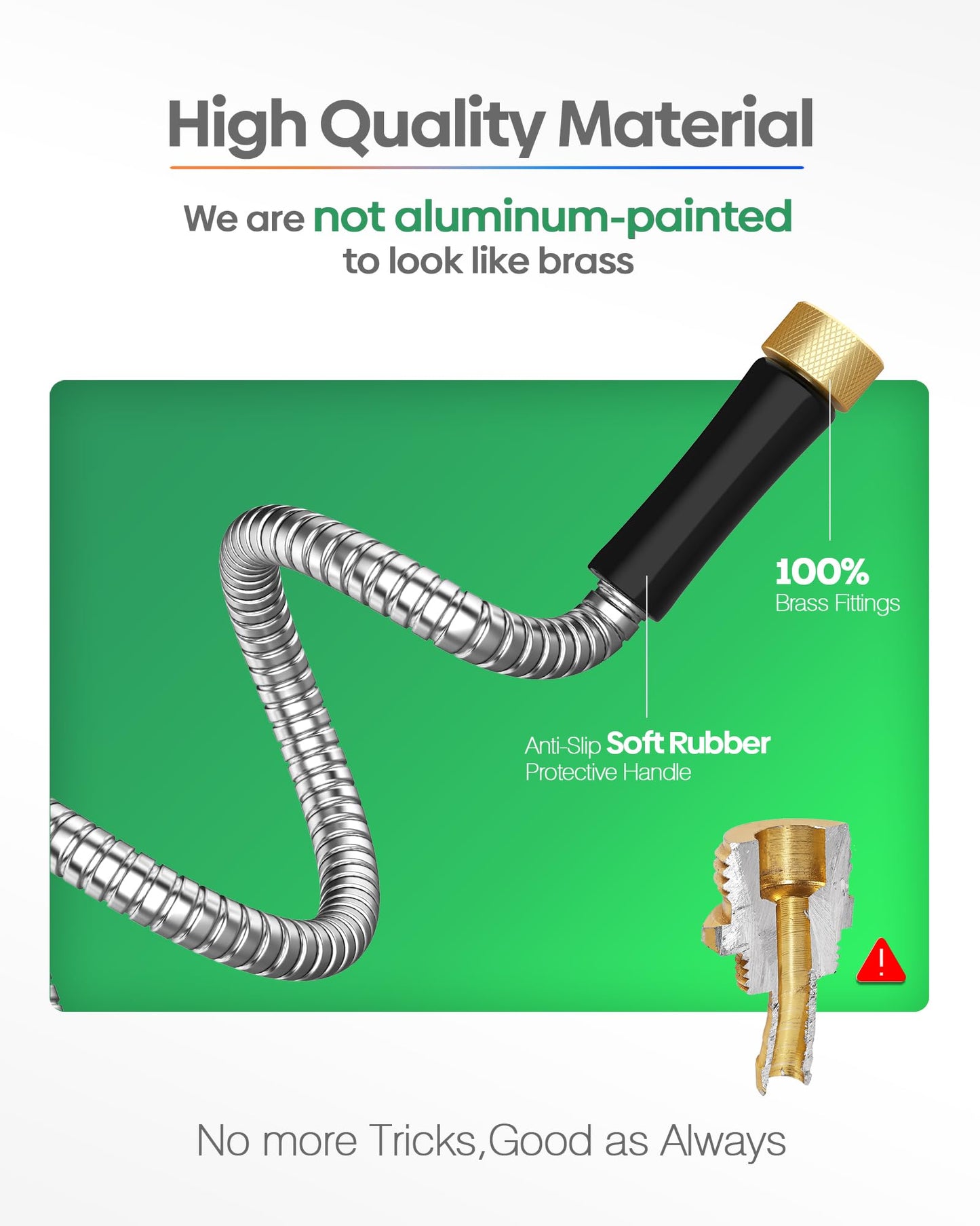 Short Metal Garden Hose 10 ft Connector, Stainless Steel Small Hose Extension Adapter for Hose Reel, Long, Flexible, Lightweight & Heavy Duty Water Pipe, No Kinking Outdoor Water Hose for Yard 10 Feet